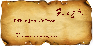 Fürjes Áron névjegykártya